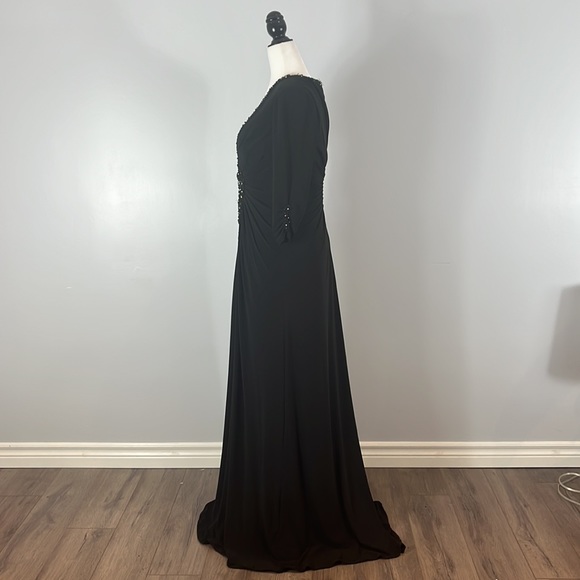 Cameron Blake for mon Cherie Long Black Gown with Ling Sleeve Dress - Picture 6 of 17